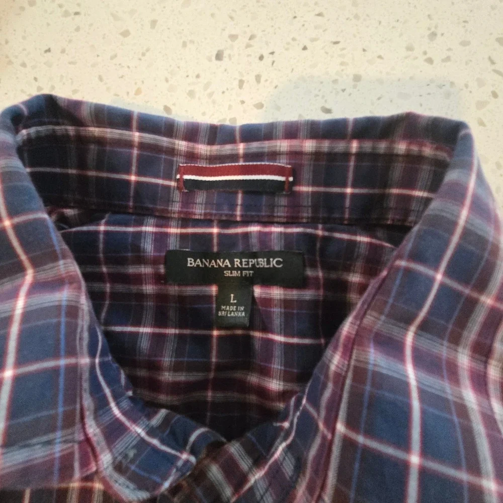 Banana Republic Shirt Mens Slim Fit Western Plaid Pearl Snap Button Down